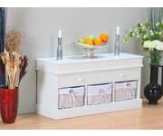 Halbank zitbank met manden Welkom wit 