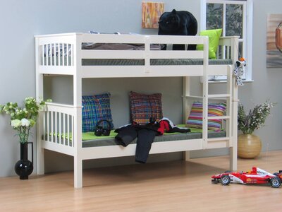 Deelbaar stapelbed Samuel wit met lattenbodem