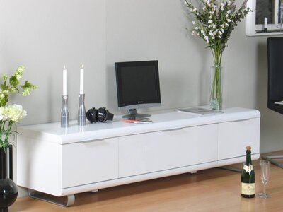 Milan TV dressoir wit hoogglans met laden en klep