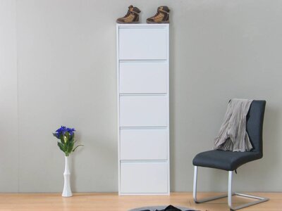 Schoenenkast wit metaal Plaza met 5 vakken