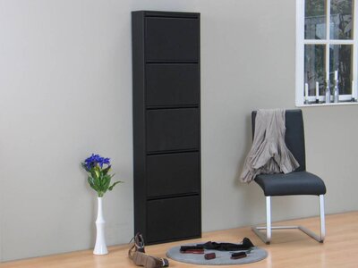 Schoenenkast zwart metaal Plaza met 5 vakken