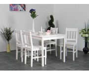 Eettafel met 4 stoelen wit gelakt grenen Paloma 