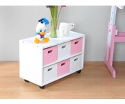 Ladekastje roze wit verrijdbaar Cecilia 