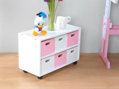 Ladekastje roze wit verrijdbaar Cecilia