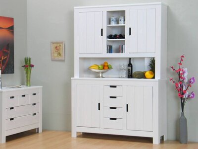 Grenen gesloten vitrine buffetkast wit Stockholm