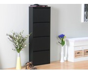 Schoenenkast zwart metaal 4 vaks Plaza 