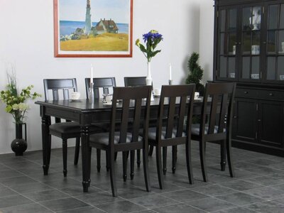 Eethoek zwart eetkamer antiek barok Mozart tafel met 6 stoelen