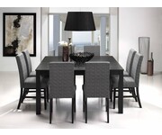 Eethoek eettafel vierkant zwart Sirius met 8 stoelen 