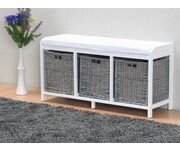 Halbank met 3 rotan manden en zitkussen Safir 