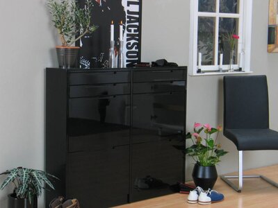 Schoenenkast Berlijn fraai zwart hoogglans