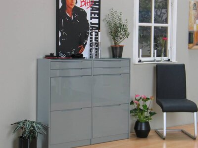 Schoenenkast schoenencommode grijs hoogglans design Berlijn