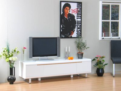 TV kast wit hoogglans dressoir op metalen beugels Style
