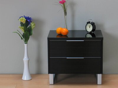 Zwart nachtkastje hoogglans design MDF Toronto