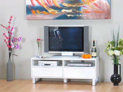 TV meubel wit hoogglans Toronto op metalen onderstel