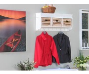 Kapstok meubel wit met houten manden 'Welkom' 