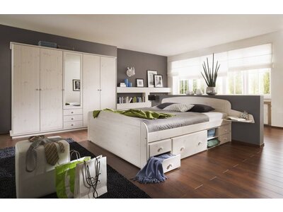 Wit bed massief grenen tweepersoons met opbergladen