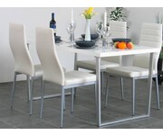 Eetkamerset Toronto wit hoogglans tafel + 4 stoelen 