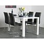 Eethoek kantineset Miami wit hoogglans met 4 zwarte comfort stoelen