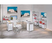 Kantoorset bureau + ladeblok + bureaustoel wit 