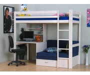 Hoogslaper wit met bureau, bank en kussenset blauw Thuka 