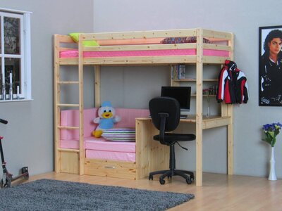 Thuka hoogslaper Floor met roze bankkussens