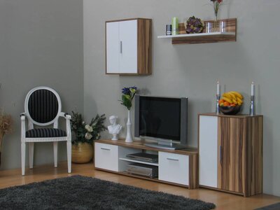 Tvilum Woonwand Pegasus wit walnoot tv wand