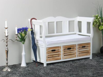 Witte halbank inclusief kussen en 3 manden