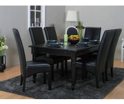 Eethoek zwart Mozart barok tafel met 6 zwarte stoelen 