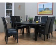 Eethoek zwart tafel met 8 stoelen 