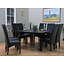 Eethoek zwart tafel met 8 stoelen
