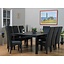 Eethoek zwart tafel met 8 stoelen