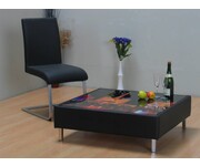 Vierkante salontafel zwart ‘Casino’ met gekleurde opdruk 