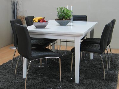 Tvilum Eethoek Venetië met 6 zwarte stoelen Denver