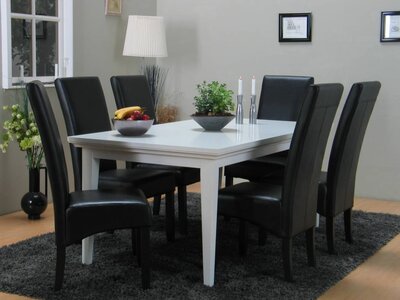 Tvilum Tafel wit Venetië + 6 stoelen Giessen zwart
