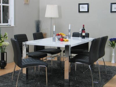 Eethoek Jason tafel wit design met 6 stoelen Denver