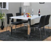 Design eethoek wit hoogglans tafel + 4 stoelen Denver 