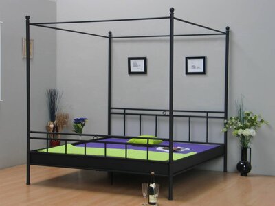 Zwart hemelbed 160x200 cm