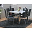 Eethoek design tafel Jason met 6 zwarte stoelen Patricia