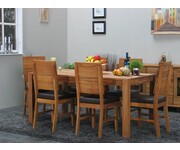 Massief eiken eettafel 160 x 90 en 6 eiken stoelen 