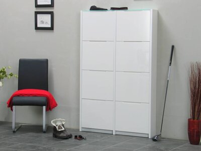 Schoenenkast Berlijn wit hoogglans met 8 kleppen