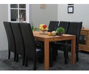 Eethoek Mark 90 x 180 met 6 zwarte stoelen 