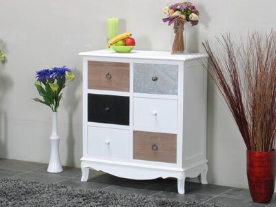 Dressoir met 6 lades wit antiek