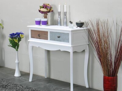 Kaptafel met twee lades antiek gepatineerd