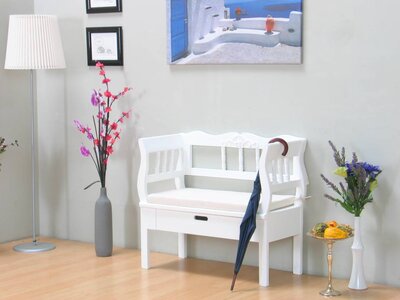 Halbank massief hout wit 90 cm breed