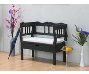 Halbank massief hout zwart 90 cm breed 