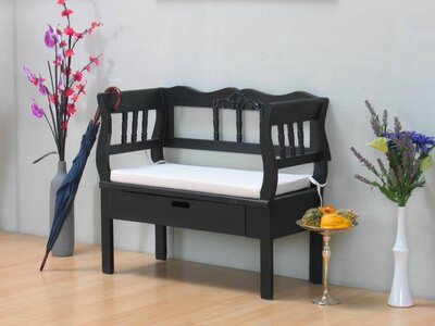 Halbank massief hout zwart 90 cm breed