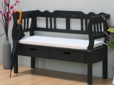 Halbank massief hout zwart 120 cm breed