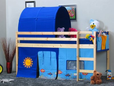 Halfhoogslaper Louise 90x200 met blauwe decoratie