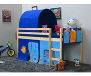 Blauw katoenen opbergtas voor aan het bed 