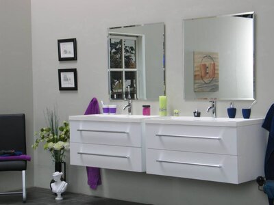 Badmeubel dubbele wastafel Sara wit hoogglans